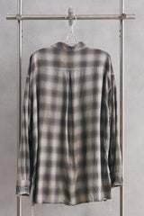 ANCELLM OMBRECHECK SHIRT Brown 日本設計師品牌 格紋嫘縈抽鬚襯衫