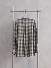 ANCELLM OMBRECHECK SHIRT Brown 日本設計師品牌 格紋嫘縈抽鬚襯衫