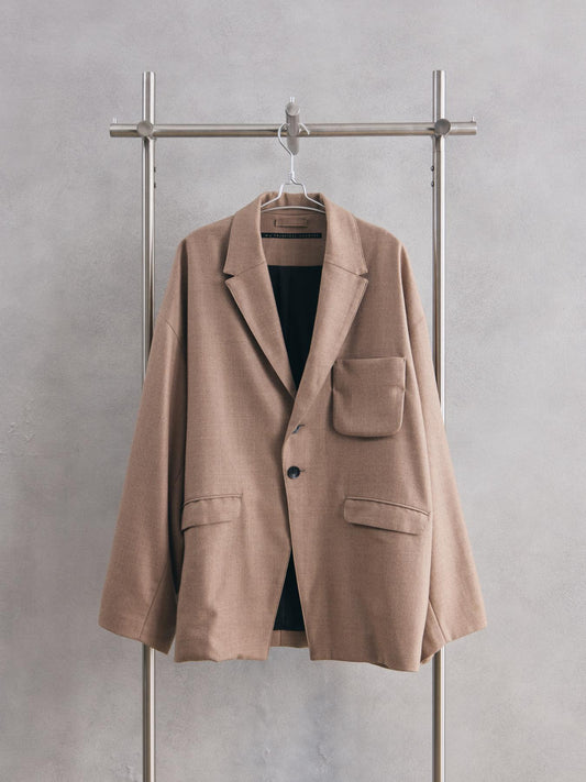 my beautiful landlet AUSTRALIA FLANNEL BIG JACKET 日本設計師品牌 寬幅立體口袋羊毛西裝外套 駝色