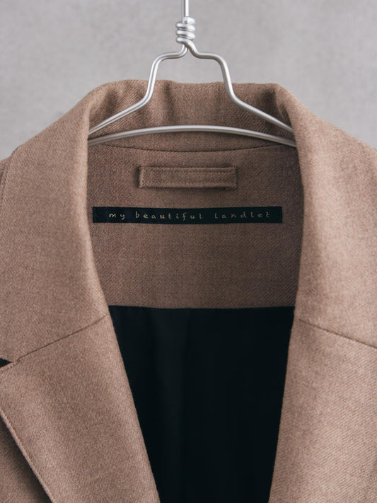 my beautiful landlet AUSTRALIA FLANNEL BIG JACKET 日本設計師品牌 寬幅立體口袋羊毛西裝外套 駝色