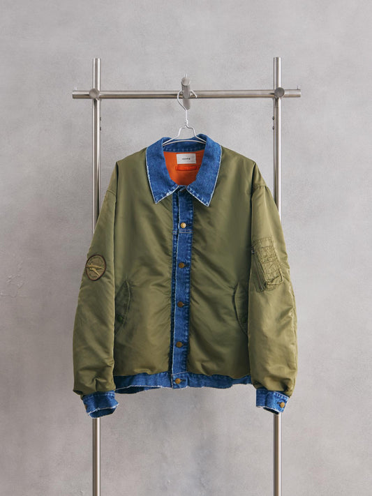 usedig RE'MAKE MA-1 䑓堂保志 日本無性別時尚品牌 改製 雙面穿牛仔拼接飛行夾克