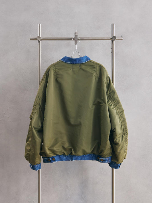 usedig RE'MAKE MA-1 䑓堂保志 日本無性別時尚品牌 改製 雙面穿牛仔拼接飛行夾克