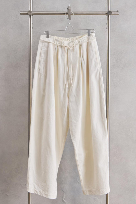 my beautiful landlet OPEND ANTIQUE DENIM EASY WIDE PANTS - White 日本設計師品牌 有機棉白色牛仔寬鬆休閒長褲