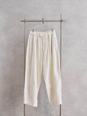my beautiful landlet OPEND ANTIQUE DENIM EASY WIDE PANTS - White 日本設計師品牌 有機棉白色牛仔寬鬆休閒長褲