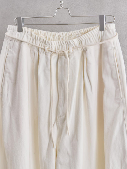 my beautiful landlet OPEND ANTIQUE DENIM EASY WIDE PANTS - White 日本設計師品牌 有機棉白色牛仔寬鬆休閒長褲