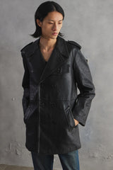 Euro Vintage Double Breasted Leather Coat 歐洲古著雙排釦皮大衣