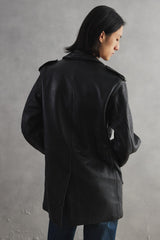 Euro Vintage Double Breasted Leather Coat 歐洲古著雙排釦皮大衣