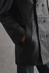 Euro Vintage Double Breasted Leather Coat 歐洲古著雙排釦皮大衣