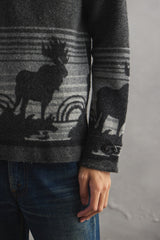 RRL Ralph Lauren Zip-Neck Wool Blend Knit with Deer Motif 拉鍊立領 鹿圖騰 羊毛混紡針織上衣