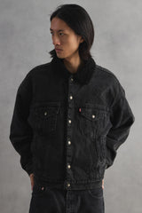 2000s Levi’s Sherpa-Lined Black Denim Trucker Jacket 黑色羊羔絨內裡丹寧牛仔外套 Made In USA