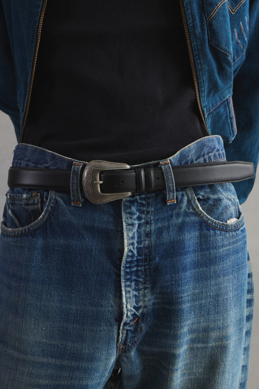 Western Buckle Cowhide Leather Belt 西部風格皮革腰帶 寬頭 全新品