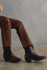 Western Zipper Ankle Boots Burgundy U.S.A Made 勃根地紅西部拉鍊短靴 美國製