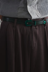 TOGA VIRILIS Leather belt GREEN日本設計師品牌 螢光綠壓紋西部皮帶