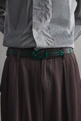 TOGA VIRILIS Leather belt GREEN日本設計師品牌 螢光綠壓紋西部皮帶