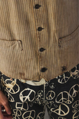 French Vintage Striped Gilet Jacket 法國古著 棉質條紋馬甲工作外套