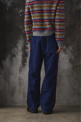 1910's French antique Indigo linen fireman trousers 法國古著 消防員 麻料藍染褲