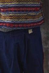 1910's French antique Indigo linen fireman trousers 法國古著 消防員 麻料藍染褲