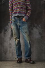 Levi's 501 Big E distressed Denim jeans Single Stitch Button 6 李維斯赤耳牛仔褲