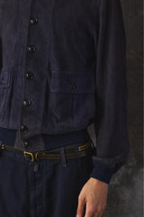 Valstar Valstarino Suede Bomber Jacket 深藍格紋麂皮飛行外套 意大利製