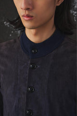 Valstar Valstarino Suede Bomber Jacket 深藍格紋麂皮飛行外套 意大利製