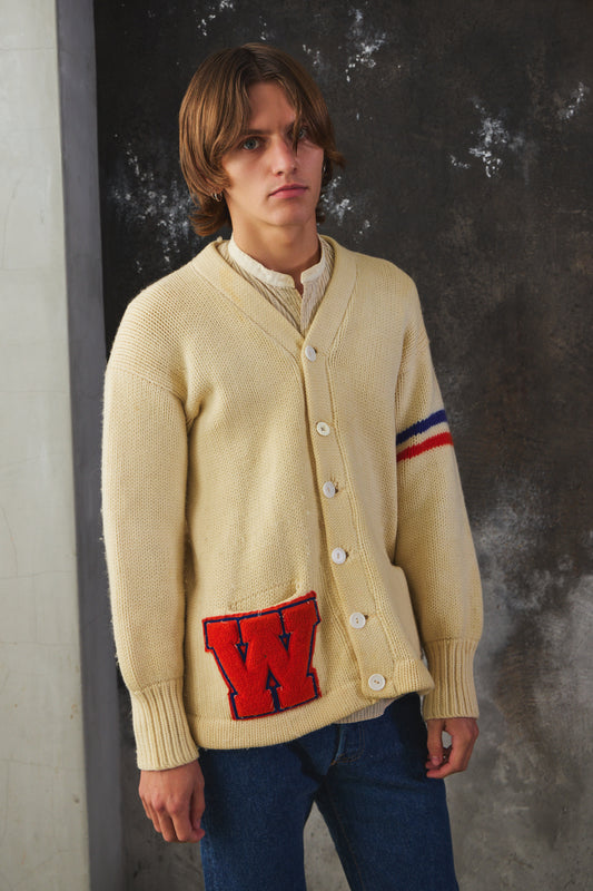60s Vintage Princeton Knitting Masters All Wool Letterman Cardigan 羊毛信件開襟外套