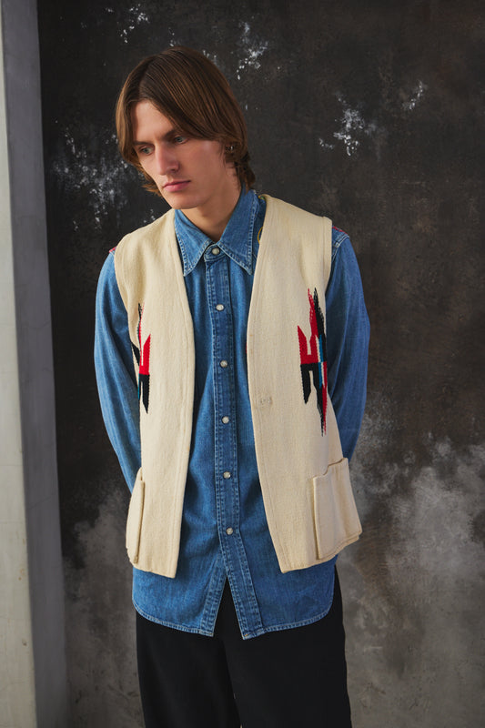 Vintage 70s AMERICRAFT El Paso Texas Handwoven Chimayo Style Wool Vest  美製風格手織羊毛背心