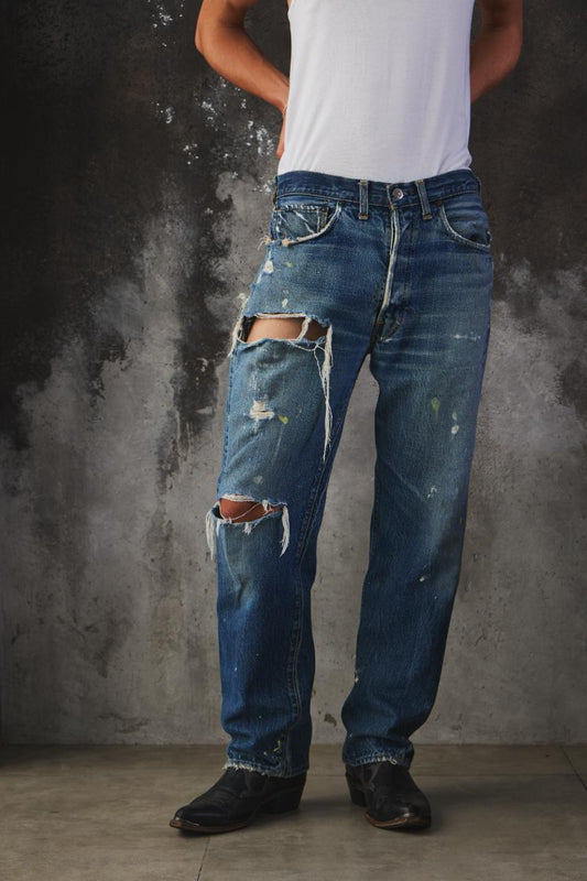 Vintage 1960s Distressed Levi's 501 "Big E" Selvedge Denim Jeans Factory2 60 年代原版 磨損破壞感赤耳丹寧牛仔褲