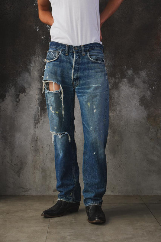 Vintage 1960s Distressed Levi's 501 "Big E" Selvedge Denim Jeans Factory2 60 年代原版 磨損破壞感赤耳丹寧牛仔褲