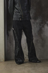 Vintage Remake "Double Zip" Flare Denim Pants - Black  改製 雙面拉鍊可調式 擴展靴型褲 喇叭褲 黑