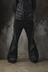 Vintage Remake "Double Zip" Flare Denim Pants - Black  改製 雙面拉鍊可調式 擴展靴型褲 喇叭褲 黑
