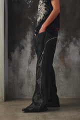 Vintage Remake "Double Zip" Flare Denim Pants - Fade Black改製 雙面拉鍊可調式 擴展靴型褲 喇叭褲 水洗黑