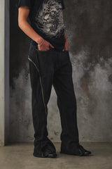 Vintage Remake "Double Zip" Flare Denim Pants - Fade Black改製 雙面拉鍊可調式 擴展靴型褲 喇叭褲 水洗黑