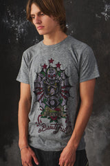 Ed Hardy "Beautiful Death" Tattoo Graphic Heather Grey Tee 刺繡印花雜灰短T