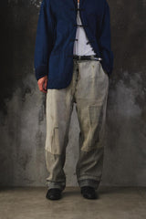 1940-50s Vintage French Pinstripe Patched Workwear Trousers Le Grand Condé Tag Distressed Archival Style 法國古著條紋補丁工裝長褲
