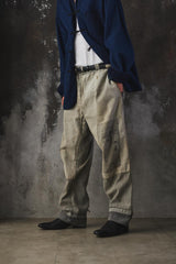 1940-50s Vintage French Pinstripe Patched Workwear Trousers Le Grand Condé Tag Distressed Archival Style 法國古著條紋補丁工裝長褲