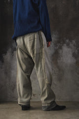 1940-50s Vintage French Pinstripe Patched Workwear Trousers Le Grand Condé Tag Distressed Archival Style 法國古著條紋補丁工裝長褲