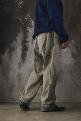 1940-50s Vintage French Pinstripe Patched Workwear Trousers Le Grand Condé Tag Distressed Archival Style 法國古著條紋補丁工裝長褲