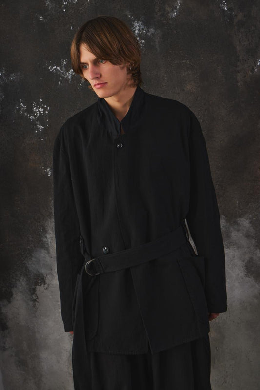 S'YTE Yohji Yamamoto Cotton/Linen Dungaree Belted Jacket 山本耀司支線 棉麻混紡綁帶粗斜紋布夾克