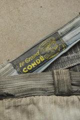 1940-50s Vintage French Pinstripe Patched Workwear Trousers Le Grand Condé Tag Distressed Archival Style 法國古著條紋補丁工裝長褲