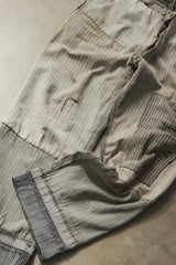 1940-50s Vintage French Pinstripe Patched Workwear Trousers Le Grand Condé Tag Distressed Archival Style 法國古著條紋補丁工裝長褲