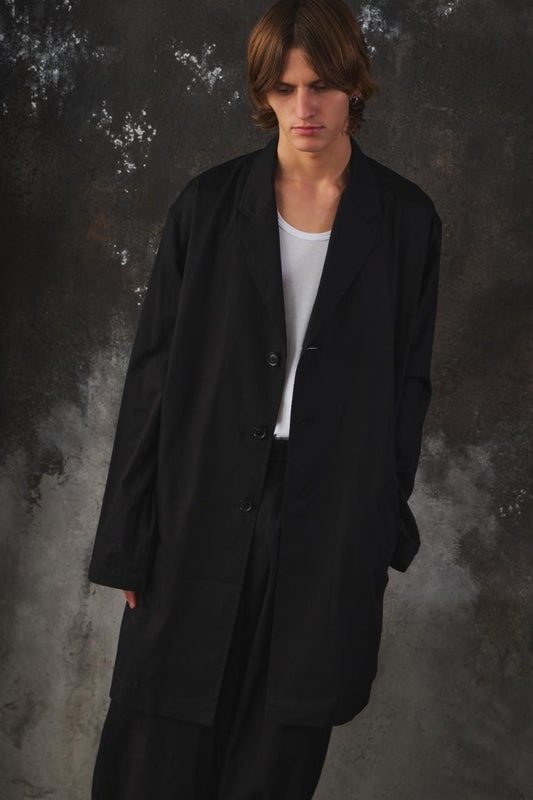 Ground Y Cotton 3-Button Long Coat Work Jacket 山本耀司支線 棉質翻領三鈕扣長款大衣 工作外套 全新含吊牌