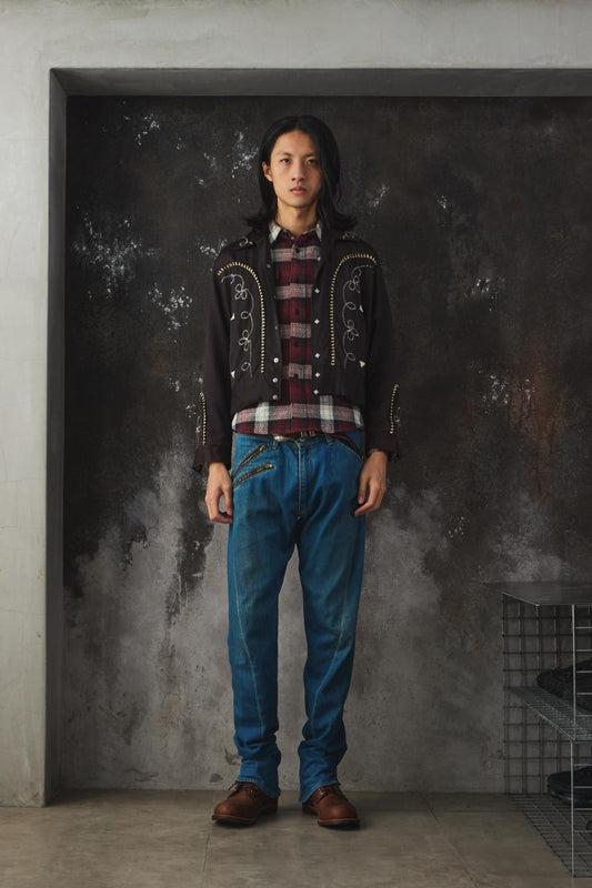 Vtg 50s Mac Murray Western Gabardine Jacket Black with Smile Pockets Mac Murray 50 年代華達呢西式刺繡外套 黑色微笑口袋復古夾克