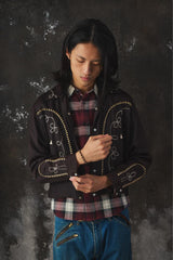 Vtg 50s Mac Murray Western Gabardine Jacket Black with Smile Pockets Mac Murray 50 年代華達呢西式刺繡外套 黑色微笑口袋復古夾克