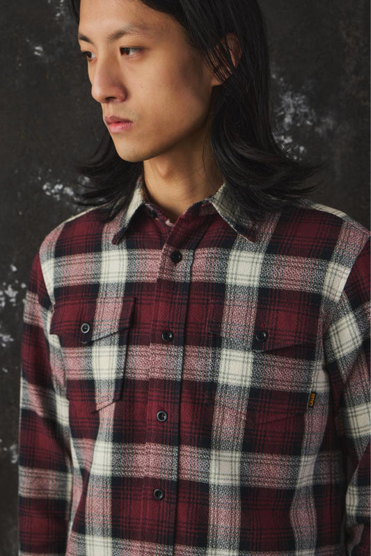 CALEE Japan Plaid Flannel Shirt Heavyweight Amekaji Workwear Red/Black CALEE 日本騎士工裝品牌厚磅隱格紋襯衫 全新