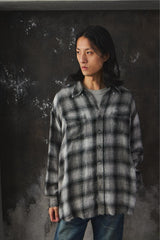 Name. Ombre Plaid Shirt Frayed Hem Distressed Linen Checked Shirt 日本設計師品牌 自然鬚邊亞麻隱格紋襯衫