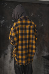 Maison MIHARA YASUHIRO Double Layered Check Shirt "Yellow" 日本設計師品牌 雙層疊搭連帽格紋襯衫黃色