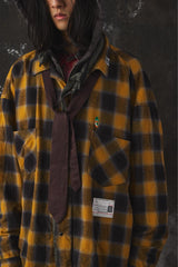 Maison MIHARA YASUHIRO Double Layered Check Shirt "Yellow" 日本設計師品牌 雙層疊搭連帽格紋襯衫黃色