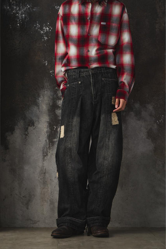 AESYNCTX SCAR WIDE PANTS 韓國新銳設計師品牌 刀割破壞寬版長褲