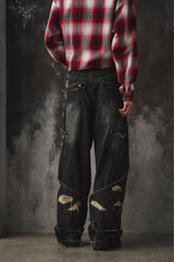 AESYNCTX SCAR WIDE PANTS 韓國新銳設計師品牌 刀割破壞寬版長褲