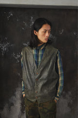Faded Sage Green Leather Vest舊化灰綠色皮革背心